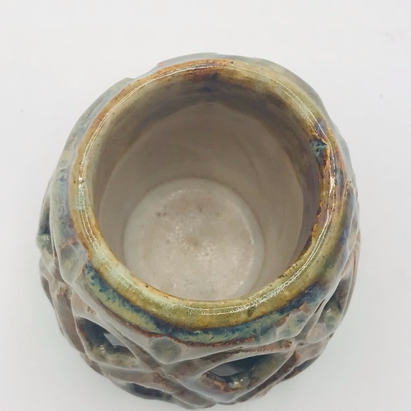 Hand thrown ceramic art double walled candle holder. - Picture 3 of 9